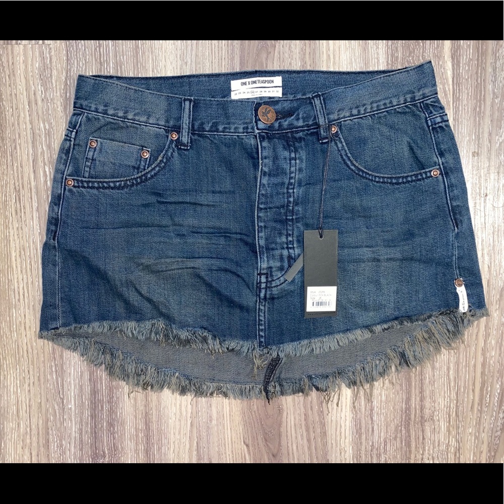 One X OneTeaspoon “Relaxed Denim Miniskirt”